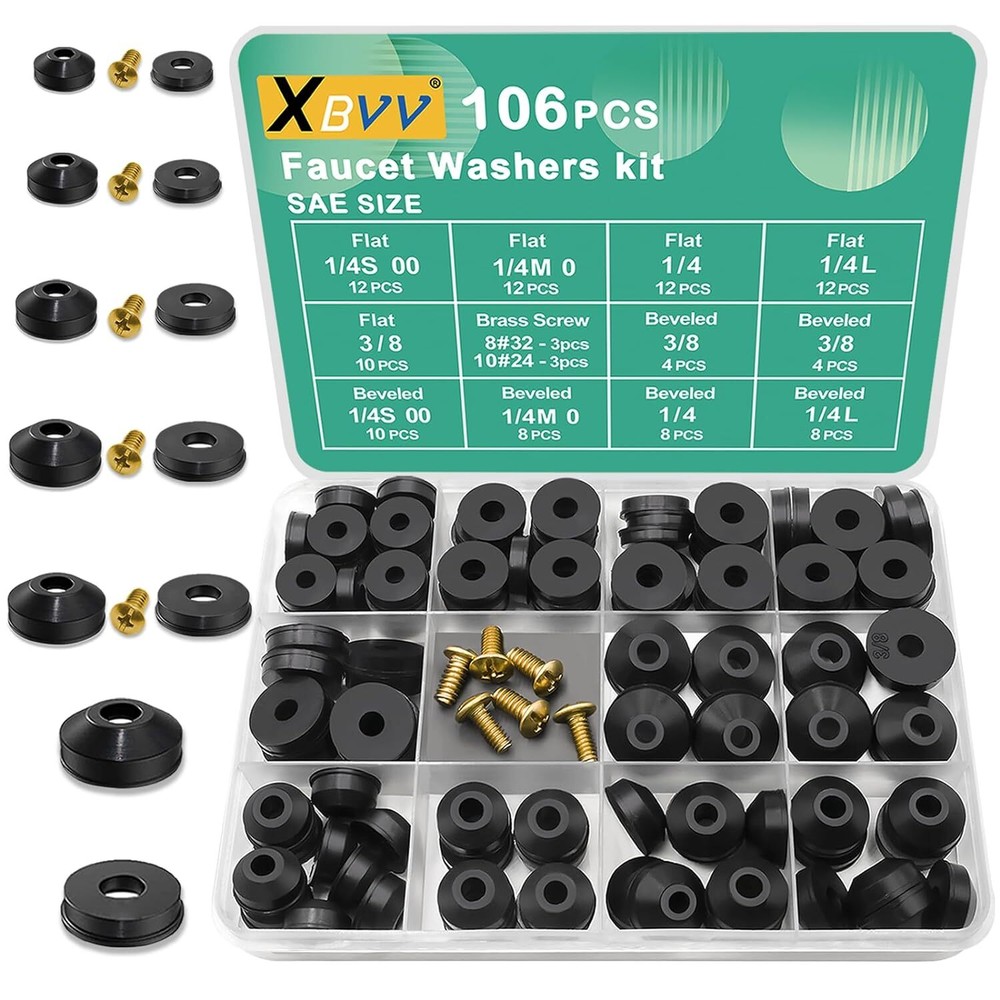 Kit surtido de lavadora de grifo de 106 piezas con arandelas planas surtidas 106 piezas