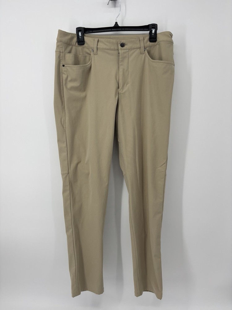 Lululemon Commission Pants Mens 34x31 Slim Warpstreme Stretch Chino Beige Casual