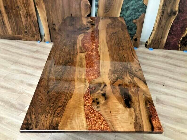 Sale Online Browne Resin Epoxy Dining Center Big Tabletop Handmade Wood Interior