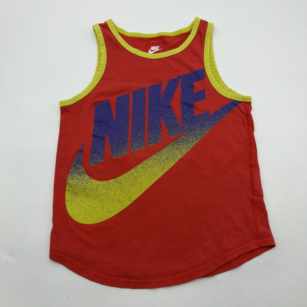 Nike Tank Top Youth Boys S Red Graphic Print Logo 100% Cotton.#39752