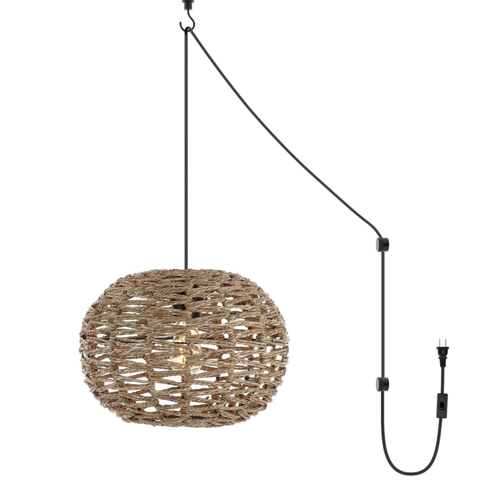 Lucas Modern Farmhouse Plug-In Pendant Light with 15Ft Cord  