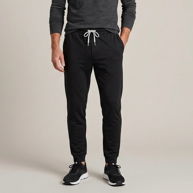 Vuori Men's Ponto Performance DreamKnit Pant Black Tapered Sweatpants Size XL