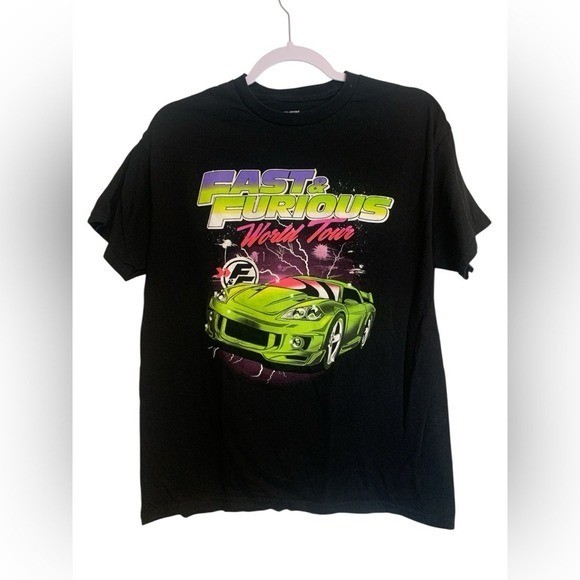 Fast & Furious World Tour Graphic T-Shirt Mens Medium Black Movie Promo Tee