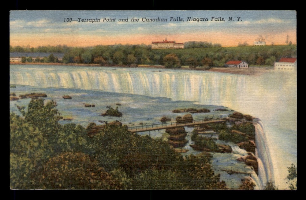 Terrapin Point & The Canadian Falls Niagara Falls New York NY Posted Postcard
