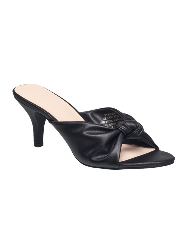 HALSTON Womens Black Bow Non-Skid Seviille Open Slip On Heeled Sandal 6
