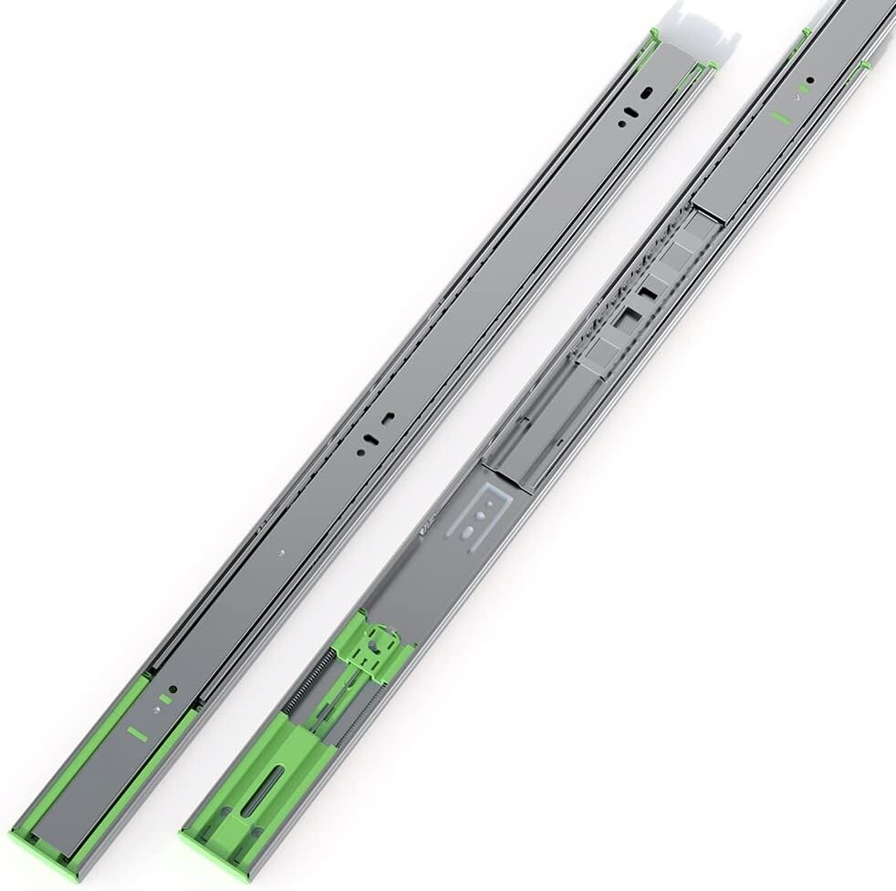 24-Inch Soft Close Drawer Slides with 220 lb Load Capacity - Galvanized Finish