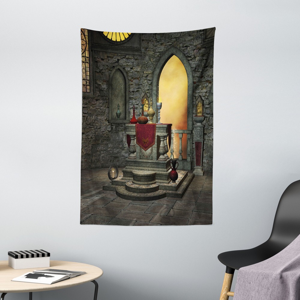 Gothic Tapestry Ancient Altar Design Print Wall Hanging Decor