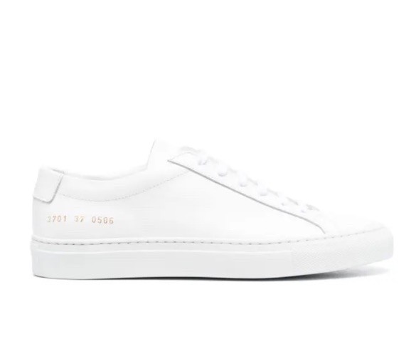 Common Projects Men Original Achilles Leather White Lace Up Sneakers, Size US 12-image