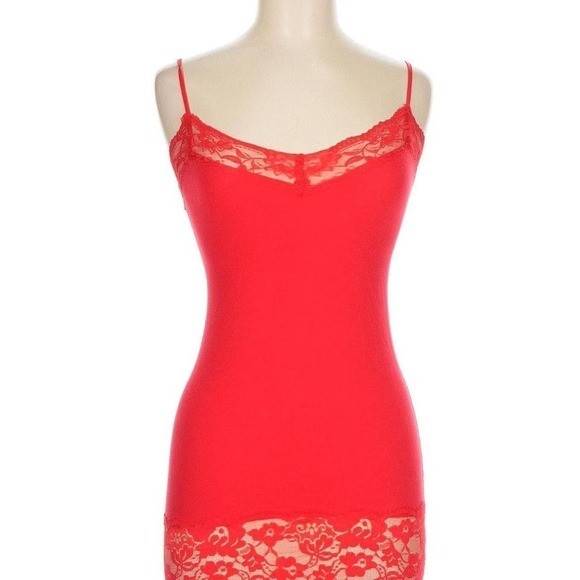 VTG Y2K Vamp Whimsigoth Wet Seal Cami Tank Top Lace Trim Dark Romantic M Red