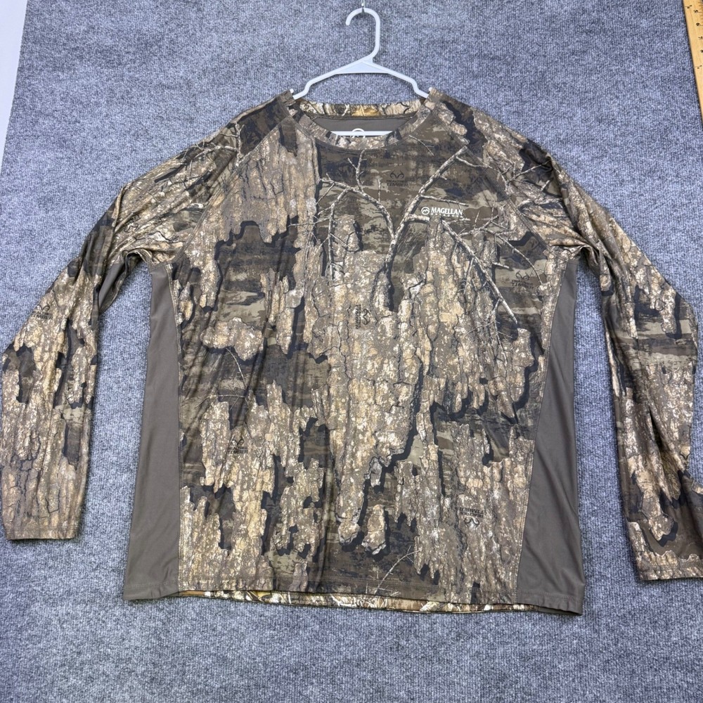 Magellan Outdoors Mens Realtree Timber Camo Long Sleeve Performance Shirt 2XL