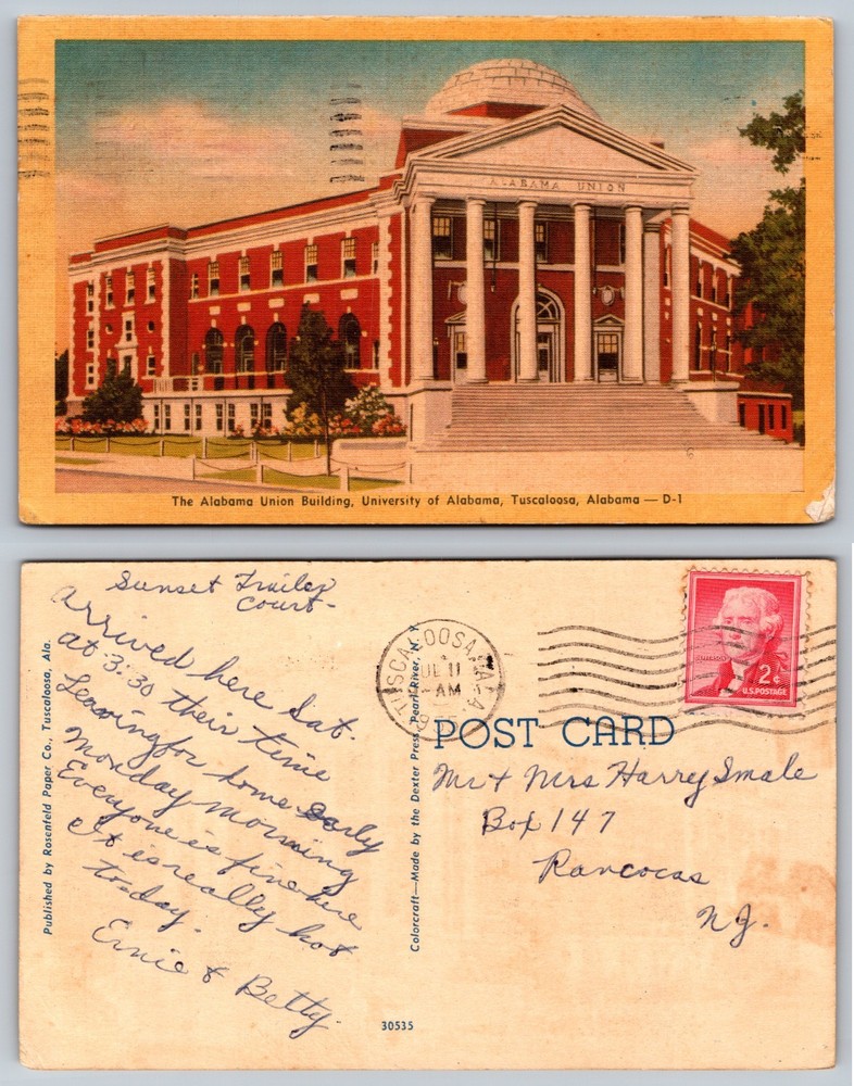 Alabama Union Building Tuscaloosa Alabama Postcard