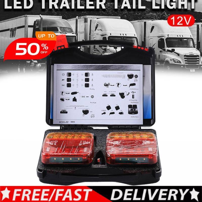 2X 7Pin LED Magnetic Wireless Trailer Tail Light Kit for Trucks