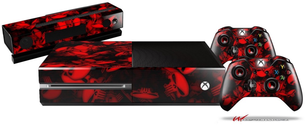 Skulls Confetti Red Skin Set fits XBOX One Console Controllers