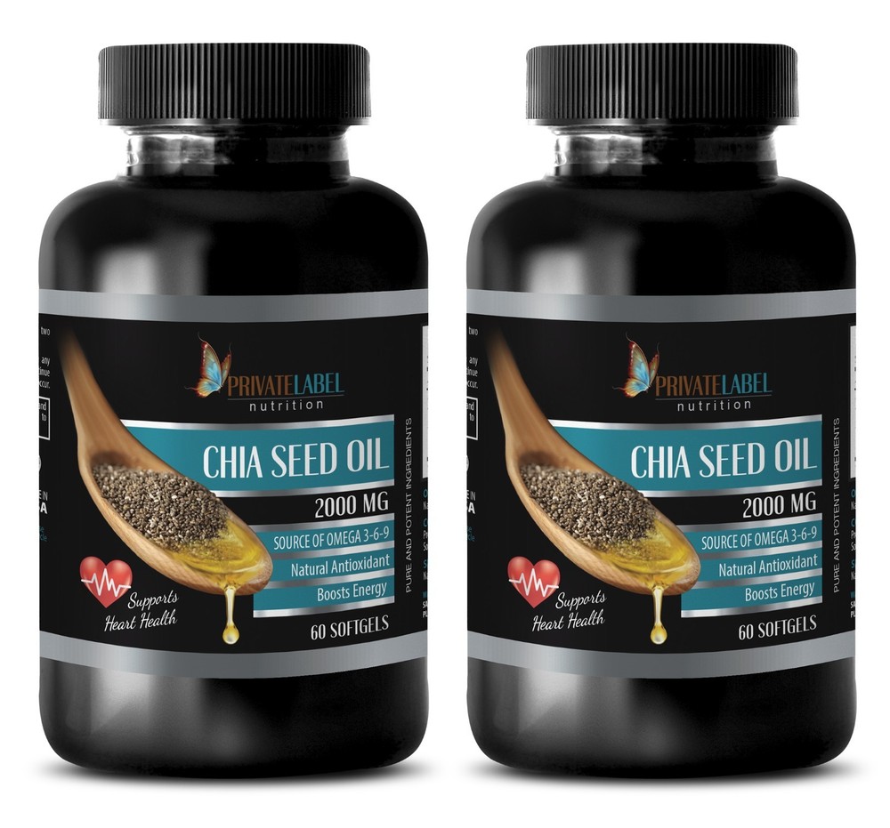 CHIA SEED OIL 2000mg - Omega 3-6-9 Nutrition - Heart Health (2 Bottles)