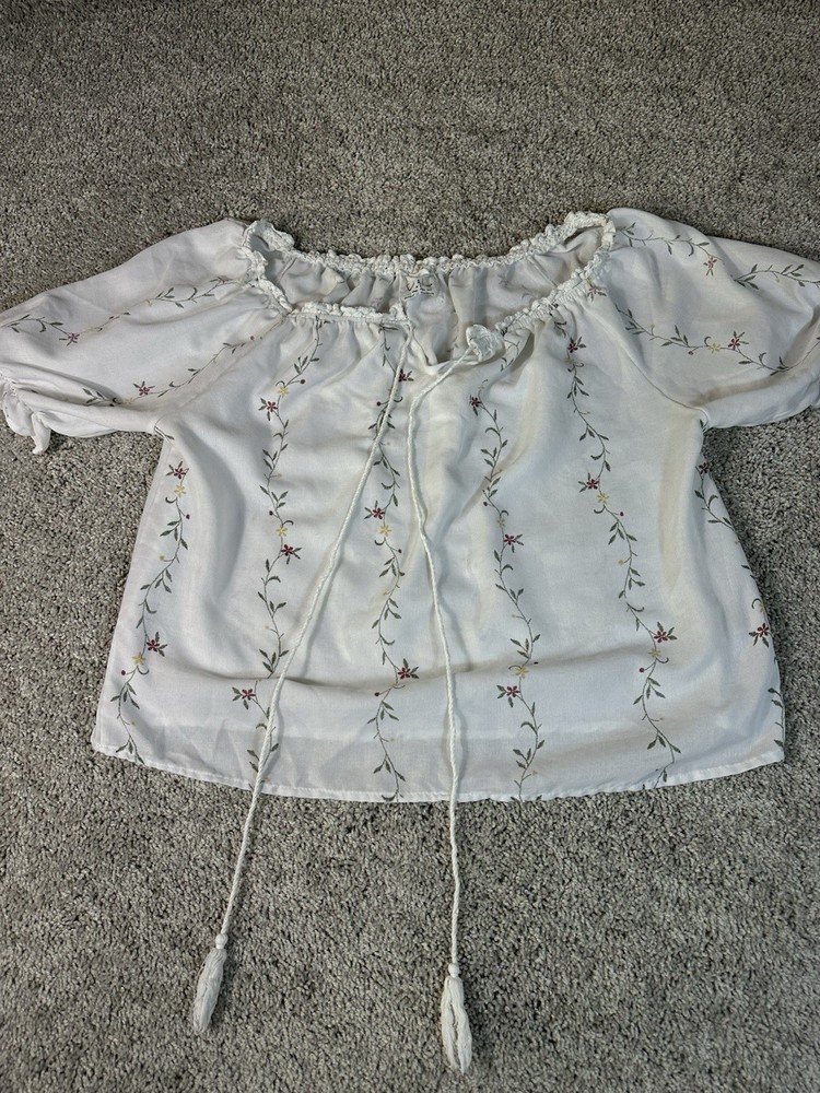 Sadie & Love Size XL White Blouse Floral Designs