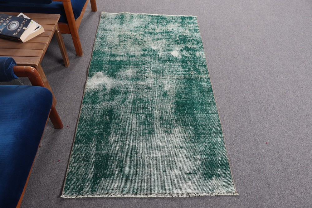 3x5,4 ft Accent Vintage Rug, Green Floral Turkish Rug