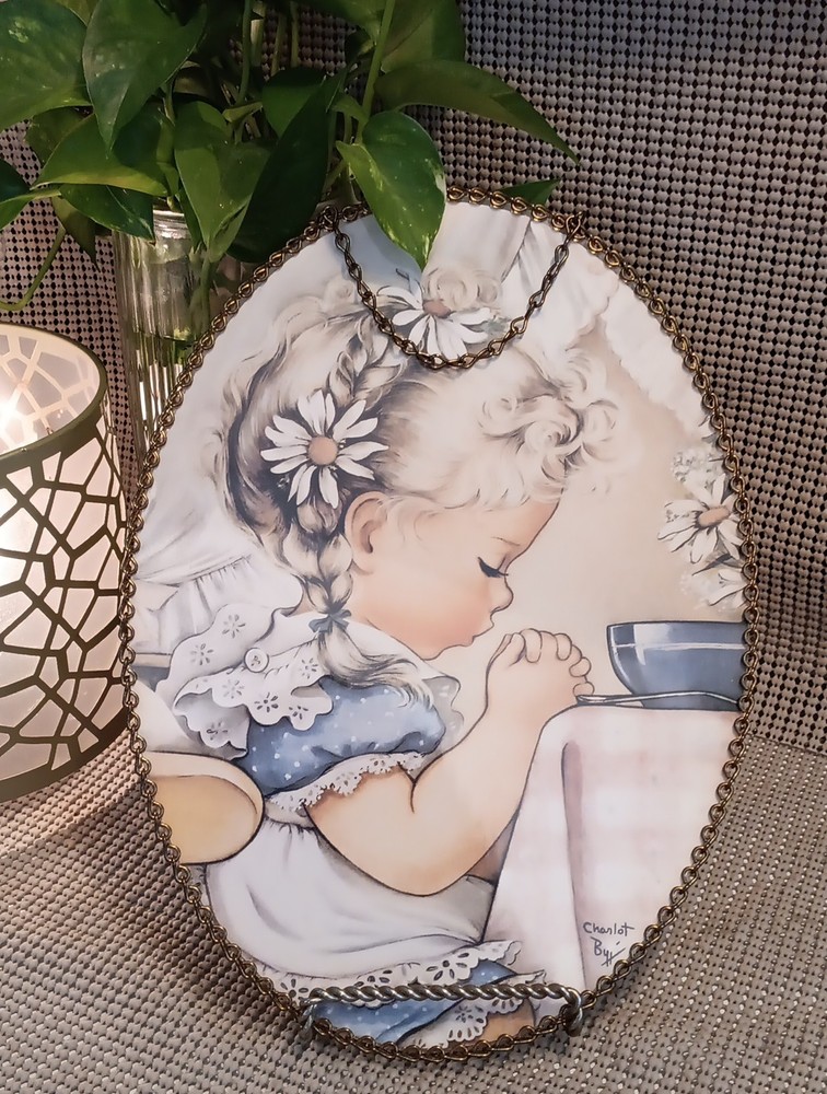 Vintage Grace Before Meals Chain Link Frame Flue Cover by Gallery Graphics