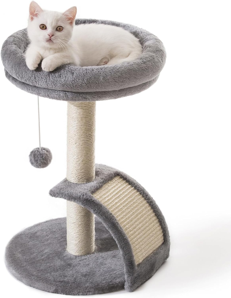 Modern Small Cat Tree Tower with Scratching Post for Indoor Kittens
