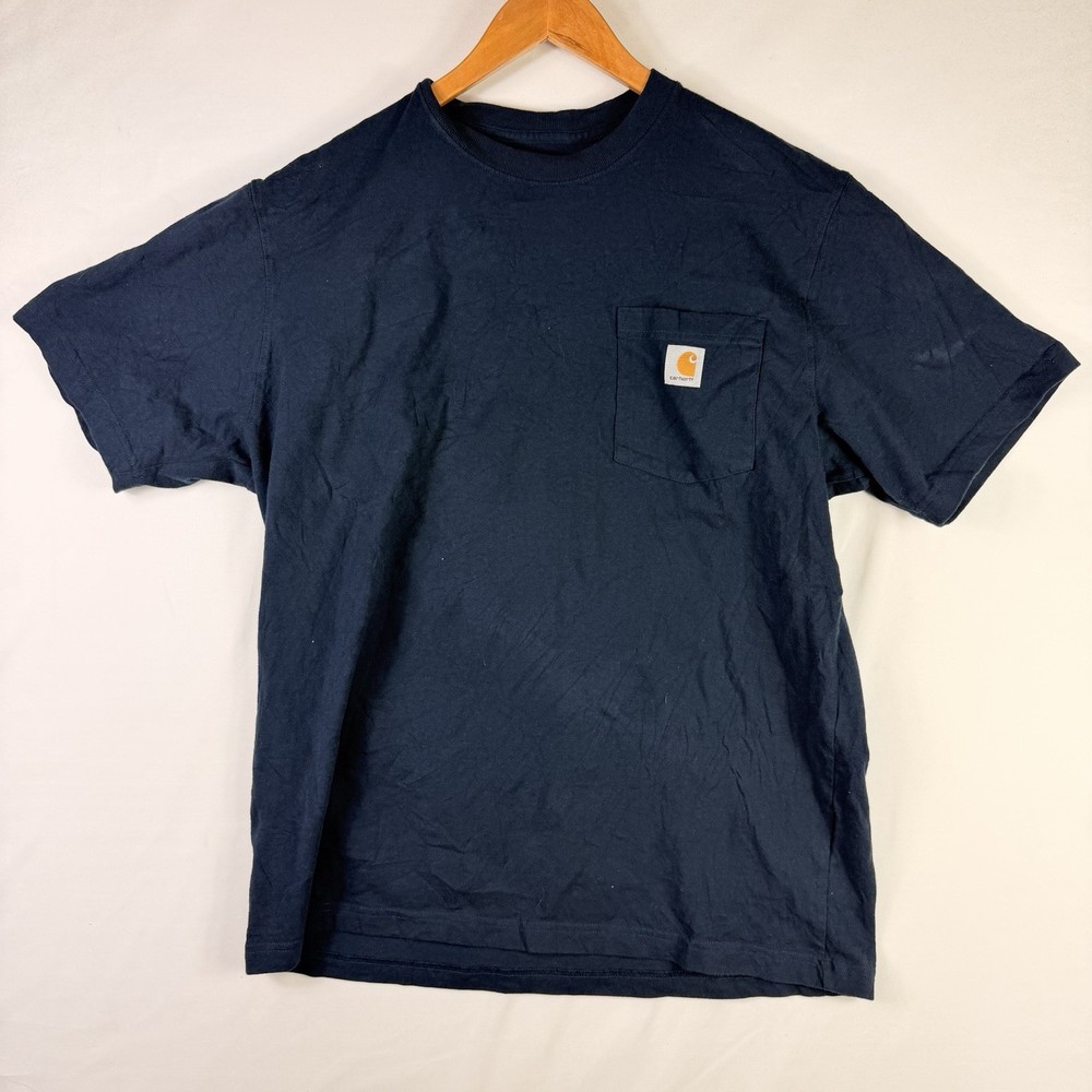 Carhartt T-Shirt Men's L Original Fit Blue Short Sleeve Pocket Tee 100% Cotton