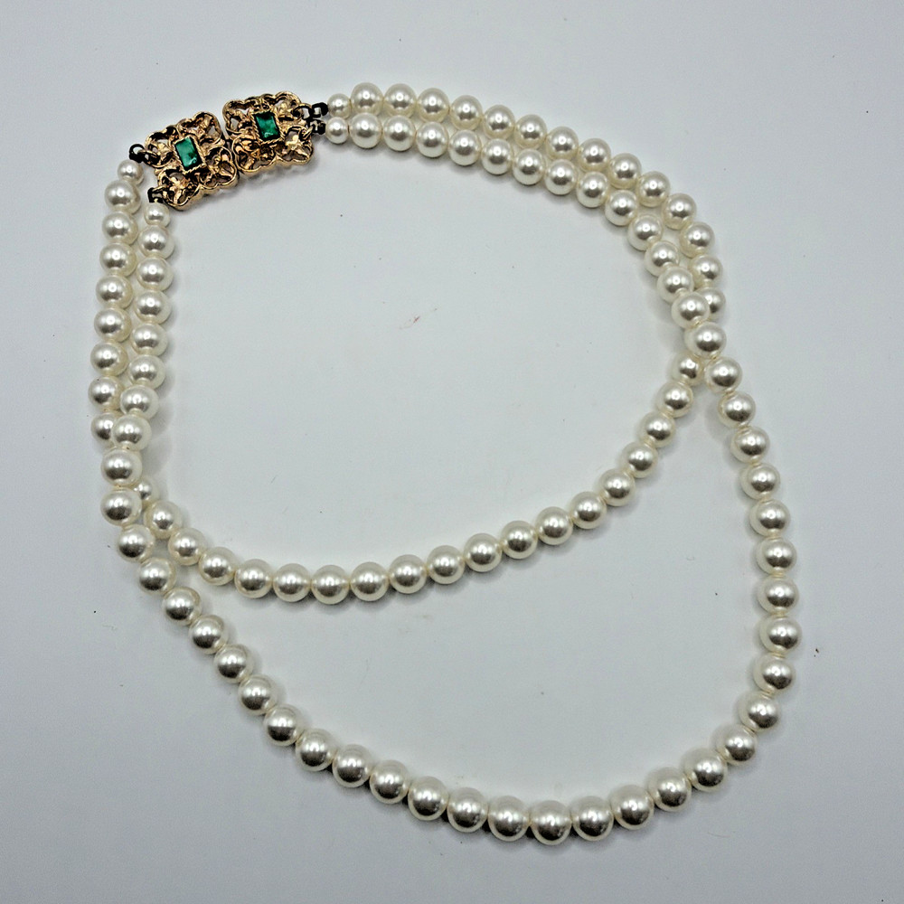 Vintage Sarah Coventry Faux Pearl Necklace Dual Strand