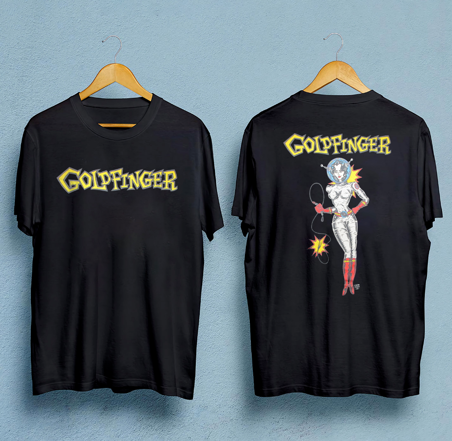 Vintage Goldfinger Band Cotton Black Full Size Unisex 2 Sided Shirt SE861