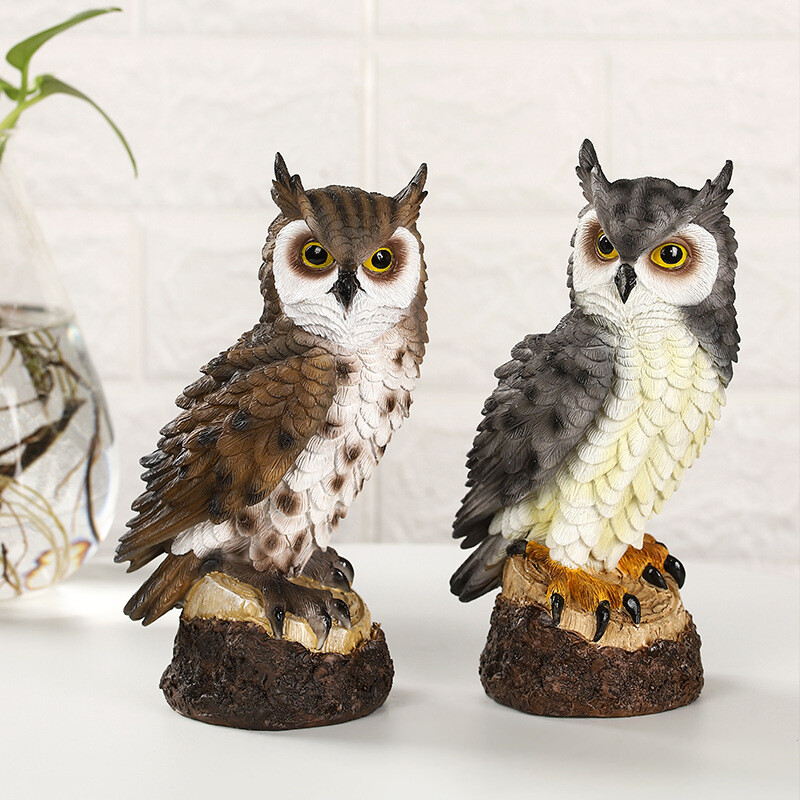 Owl-Themed Resin Sculpture for Home or Outdoor Décor and Desktop Display