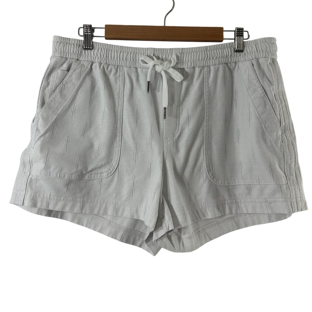 Athleta Farallon Printed Short 16 Gray White Cotton Stretch Drawstring Athletic