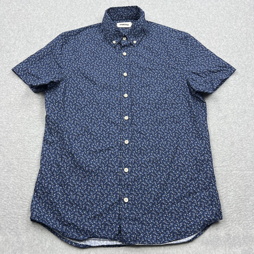 Taylor Stitch The Jack Short Sleeve Shirt Men's 38 Blue Falling Floral Button Up
