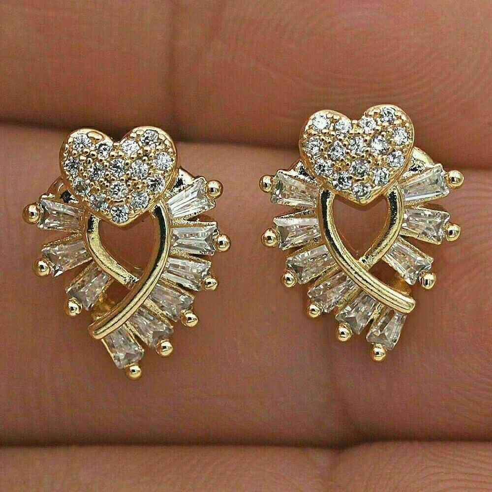 2ct Round Simulated Diamond Stud Earrings in 14k Gold Plating  