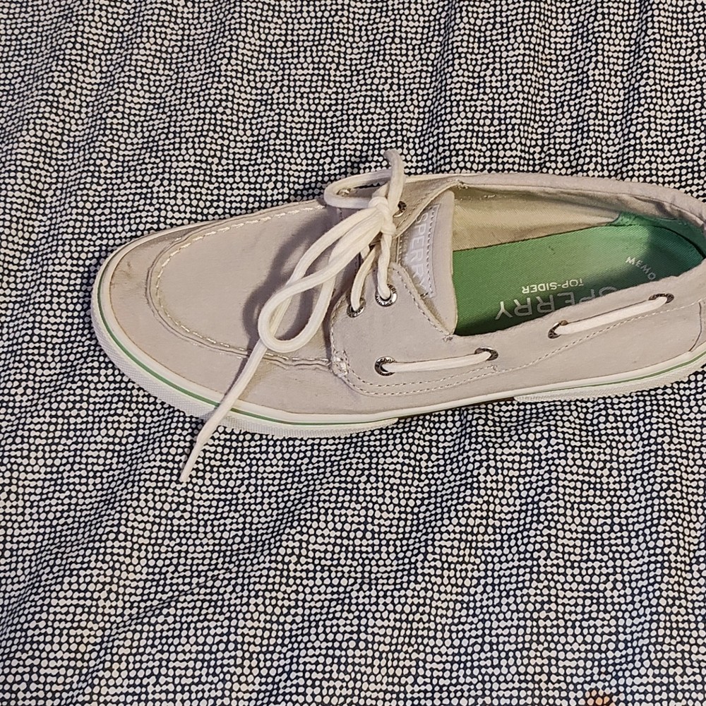 Sperry Top Sider STS25190 Men's Canvas Boat Shoes Beige Lace Up Non-Slip