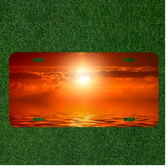 Custom Personalized License Plate Auto Tag With Stunning Orange Sunset Design