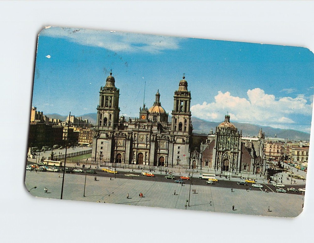 Postcard View of the Zocalo and the Cathedral of Mexico City Mexico