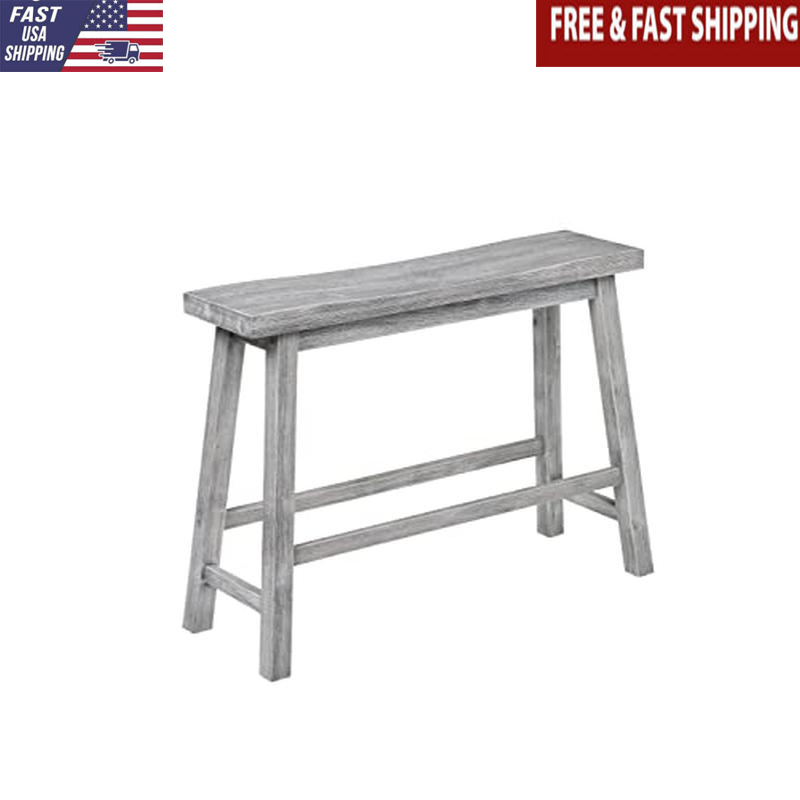 Rustic Acacia Wood Backless Entryway Bench Requires Assembly US-image