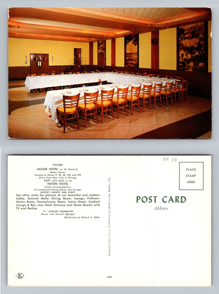 Butler, PA-Pennsylvania, Nixon Hotel Dining Room And Lounge Vintage Postcard