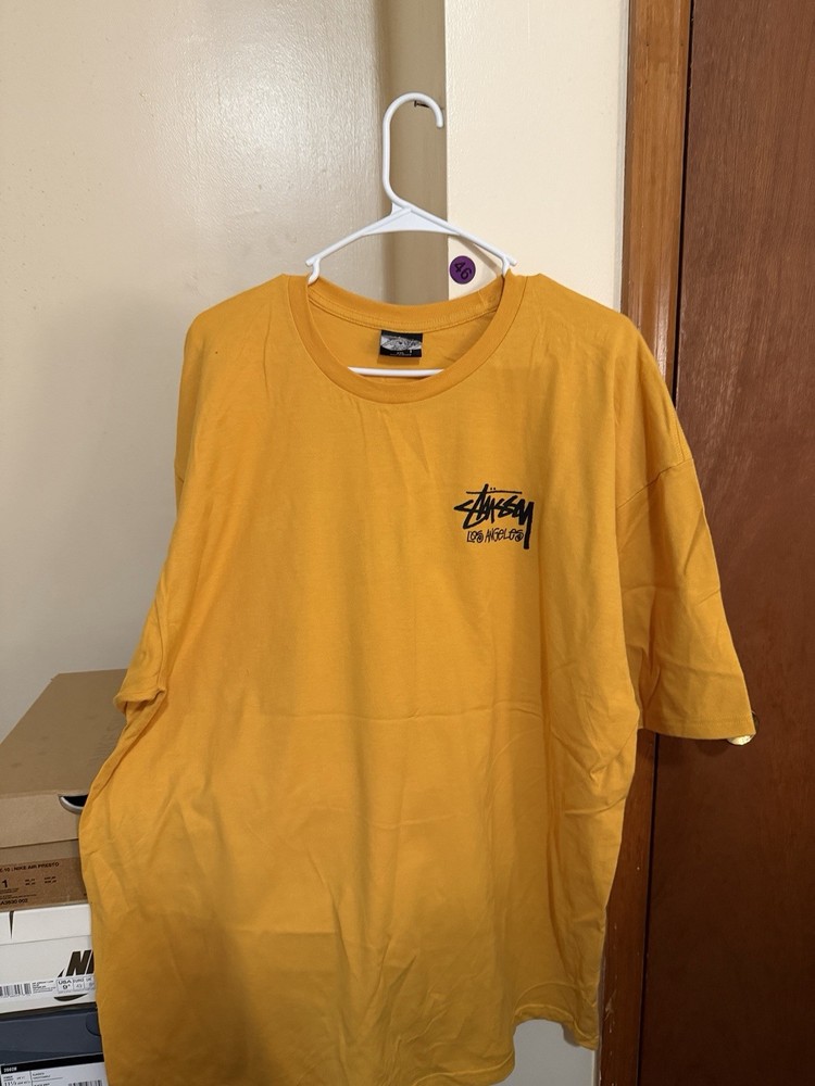 Stussy Los Angeles Chapter Tee Shirt Yellow 2XL Cut Tags