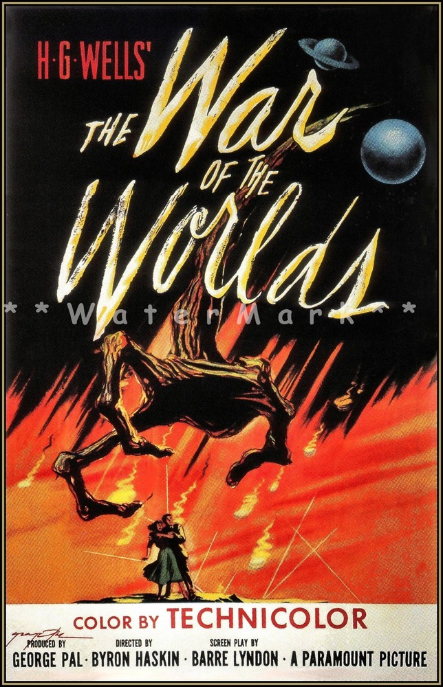 War Of The Worlds 1953 HG Wells Movie Vintage Poster Print Retro Style Film Art