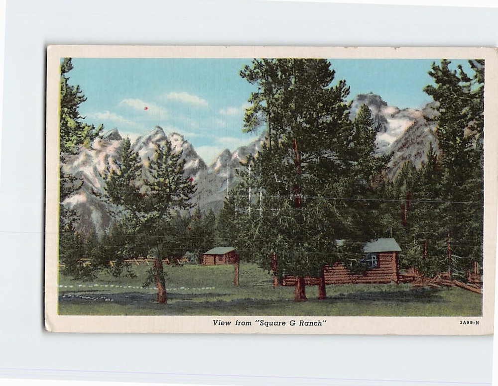 Postcard View from Square G Ranch Jenny Lake Wyoming USA