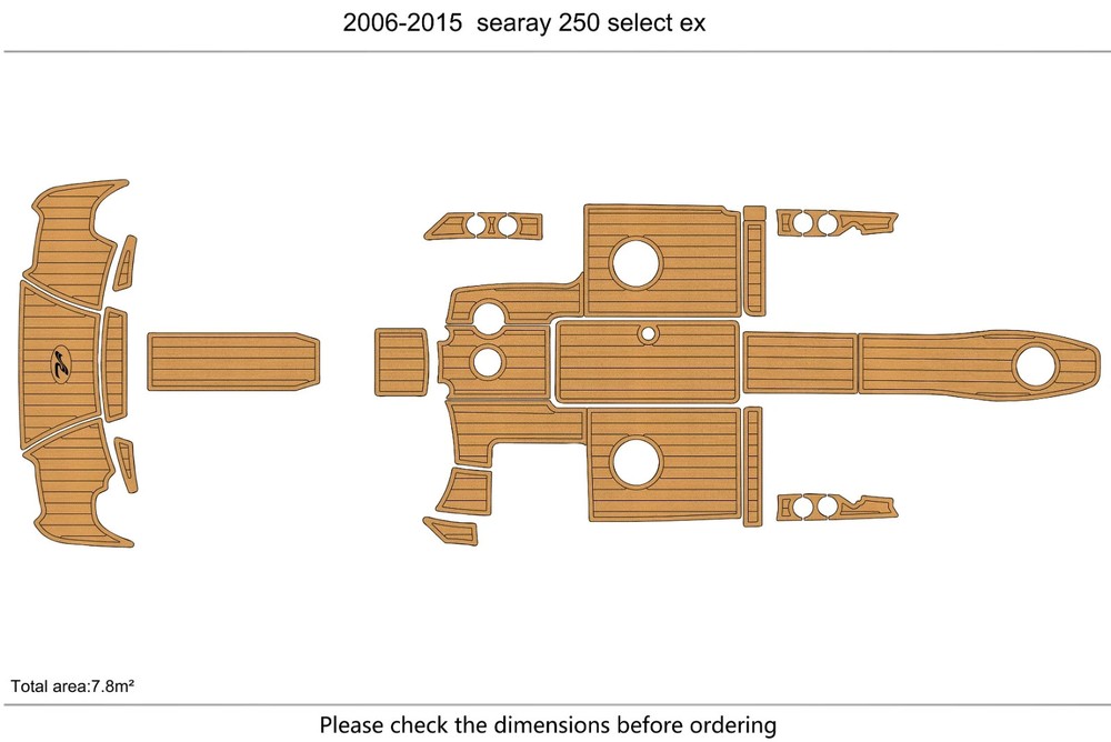 2006-2015 Sea Ray 250 SLX swim platform & cockpit 6mm EVA Foam fAUX TEAK floor