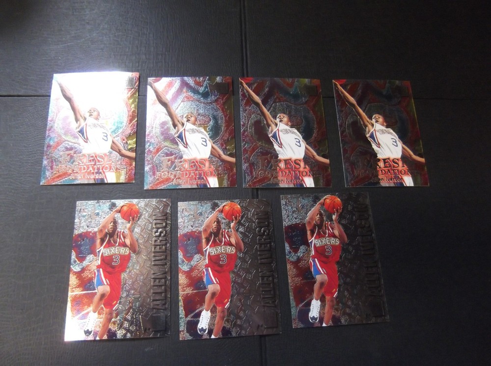 Lot Of (7) Allen Iverson 1996-97 Fleer Metal Rc Rookie Cards 76Ers Hof