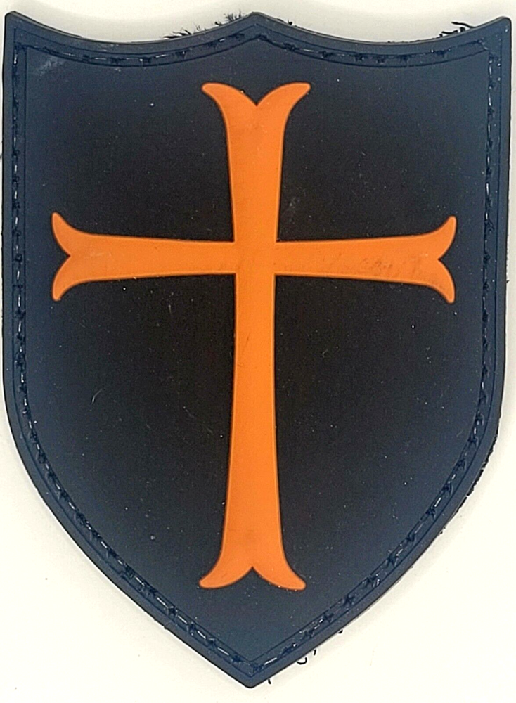 Knights Templar Crusader Cross Orange and Black 3D Patch  Shield 2.5X1.8 inches