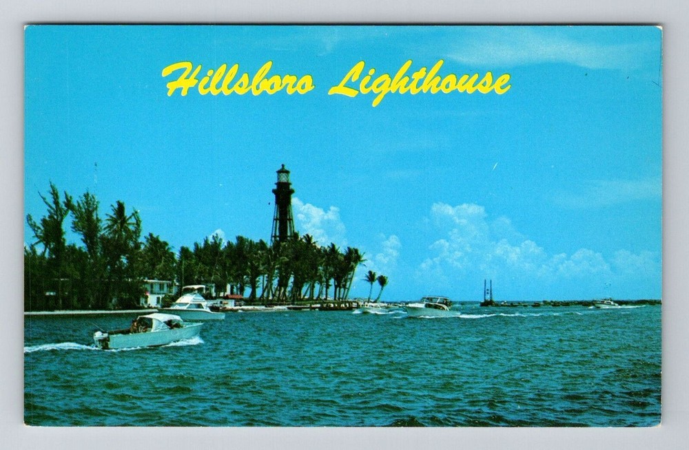Pompano Beach FL-Florida, Hillsboro Lighthouse, Vintage Postcard