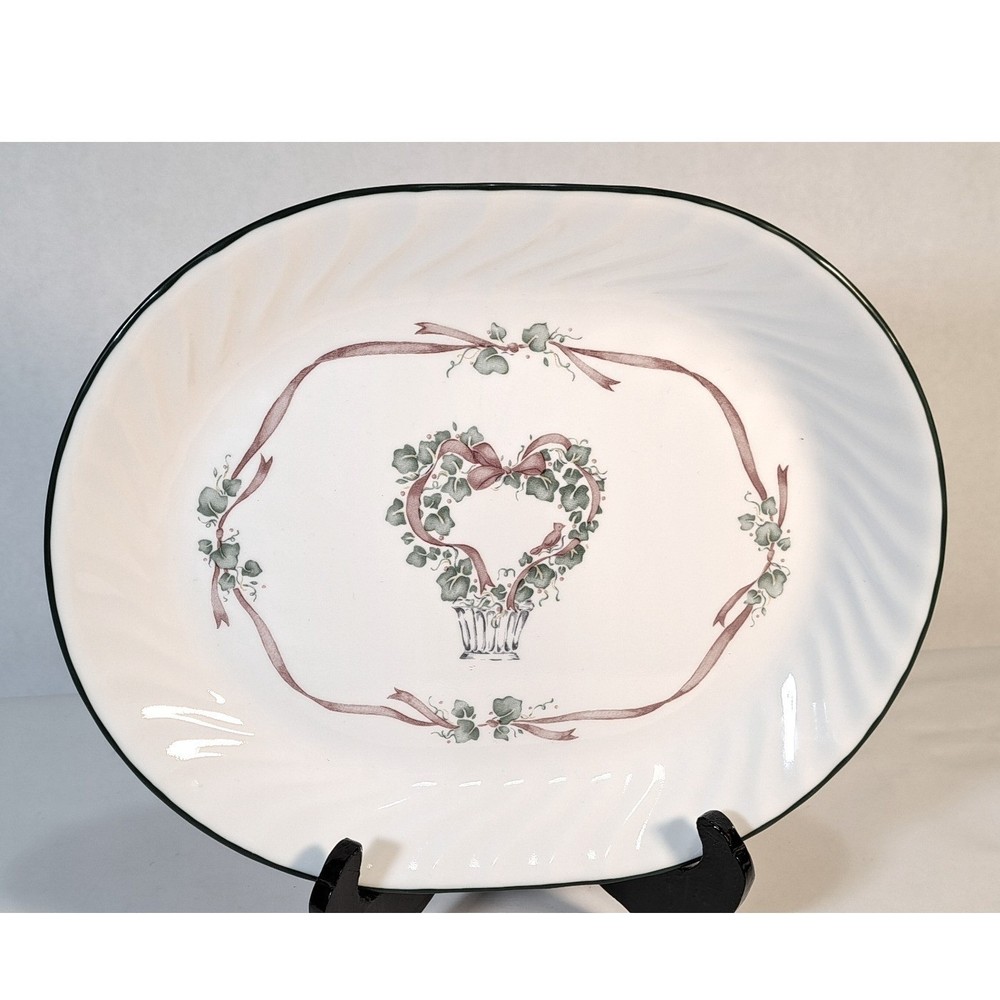 Corelle Callaway Holiday Oval Serving Platter Wreath Ribbon VTG Corning USA 12