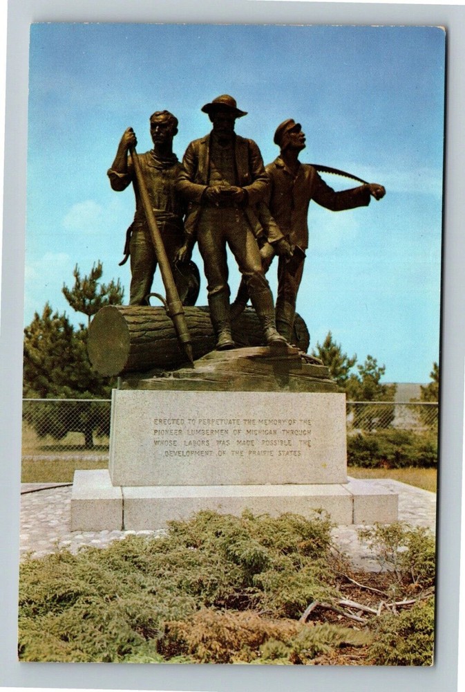 Oscoda MI-Michigan, Lumberman's Monument, Historic Sight, Vintage Postcard