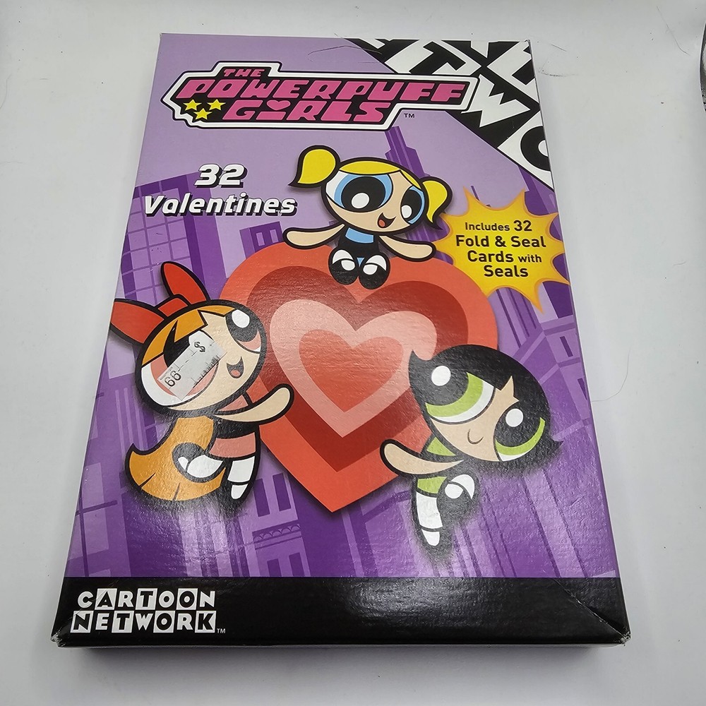 THE POWERPUFF GIRLS CARTOON NETWORK 32 VALENTINES Vintage New BOX