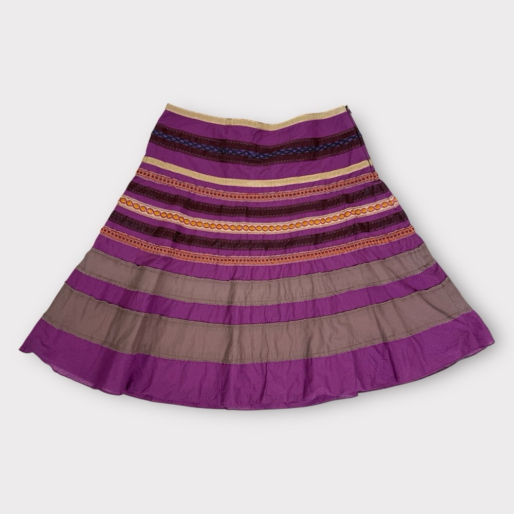 Y2K The Limited A Line Skirt Size 8 Magenta Embroidered Ribbons Boho Indie Fairy