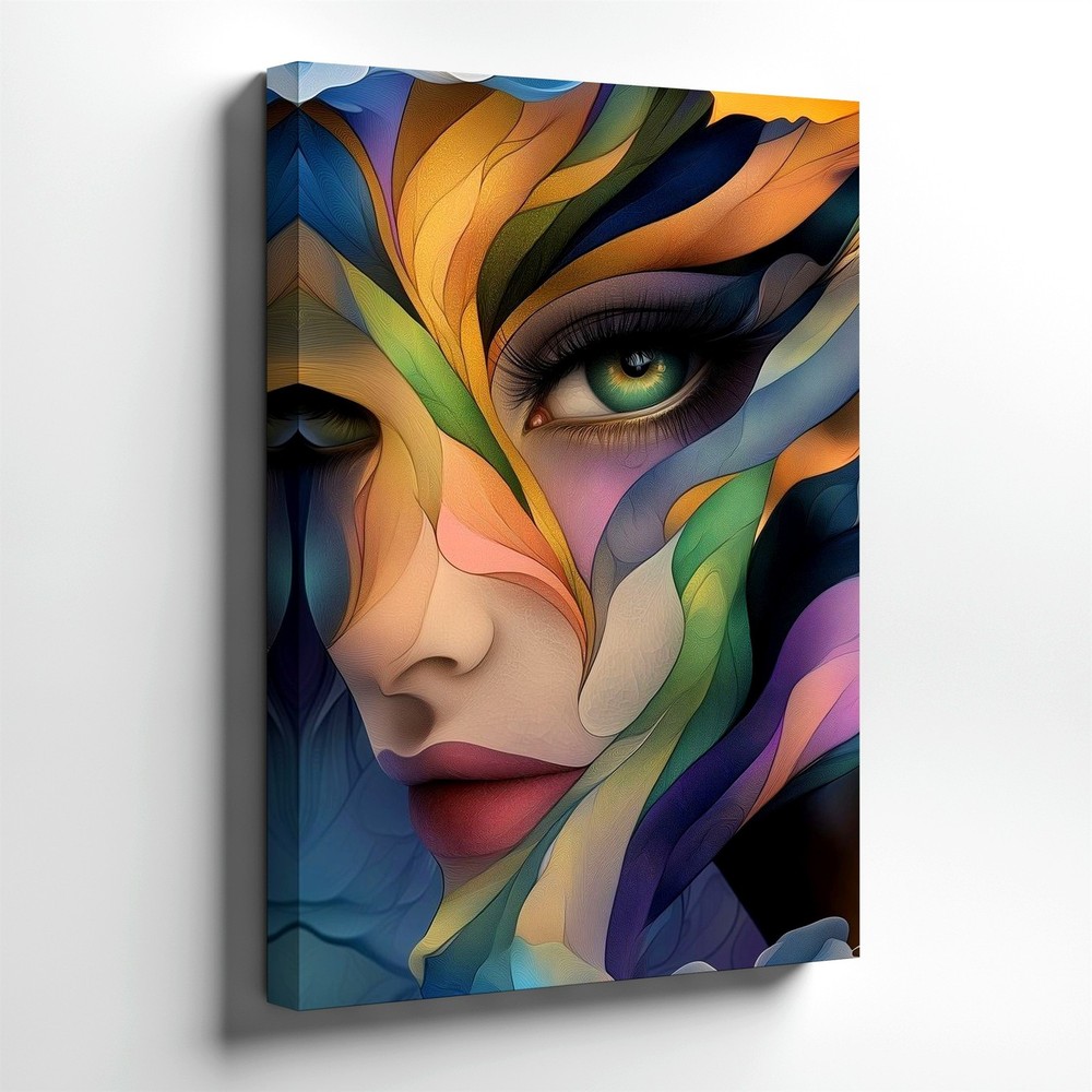 Wall Art Abstract Woman Face Portrait Colorful Eye Surreal Canvas Print Decor