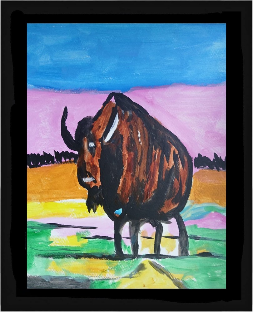 Abstract/Expressionism Buffalo Roaming 11 x 14 One of a Kind Acrylic Painting-image