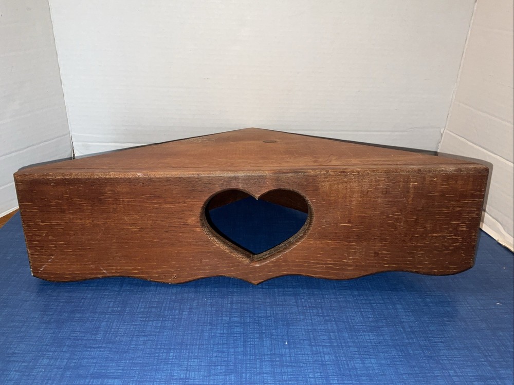 Vintage Heart Corner Shelf Solid Wood Cottagecore Farmhouse Kitchen Cute