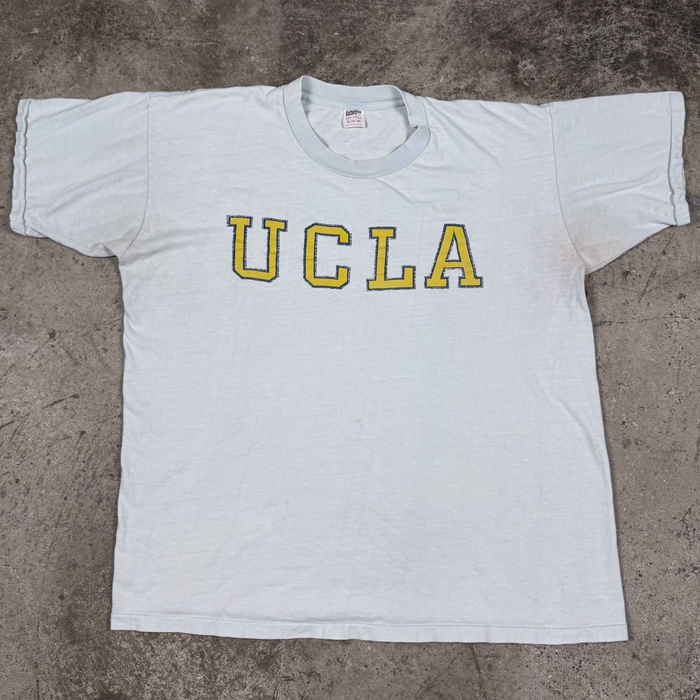 Vintage UCLA College Graphic T Shirt California School Light Blue 80s Size Large