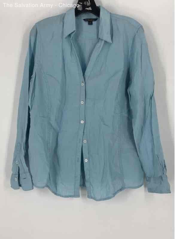 Brooks Brothers Womens Blue Collared Long Sleeve Button-Up Shirt Size 12
